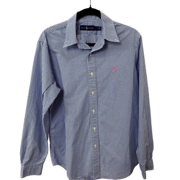 ✨HOST PICK✨Ralph Lauren Men’s Blue/White Button Down Shirt - Size Medium (EUC) - Picture 1 of 7